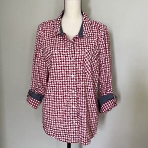 Tommy Hilfiger Women's Red & White Gingham, denim pull cuffs/collar,  si…